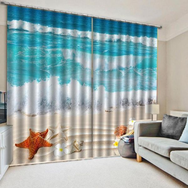 

curtain & drapes custom any size po window blackout luxury 3d curtains set for bed room living blue beach waves
