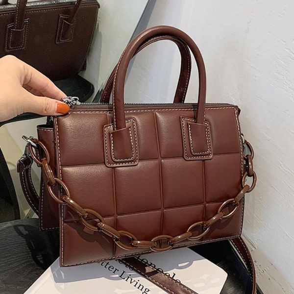 

evening bags elegant female plaid tote bag 2021 luxury fashion pu leather women's designer handbag vintage and purses sac