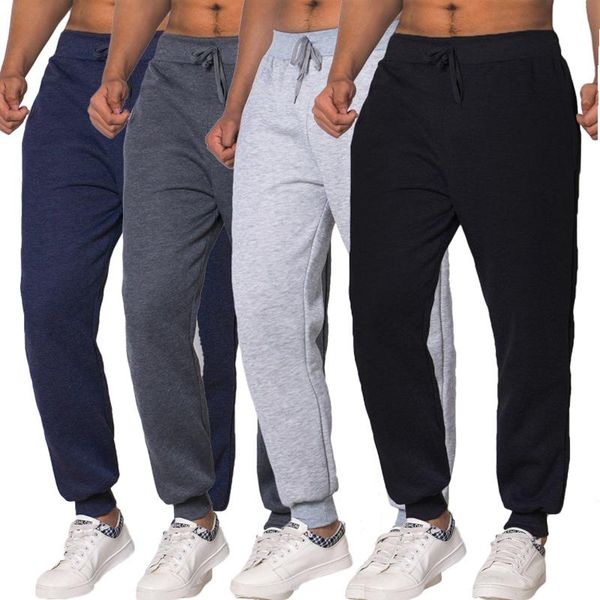 

men's pants thick fleece jogger mens male winter warm velvet sweatpants tracksuit joggers pocket solid color men long trousers, Black