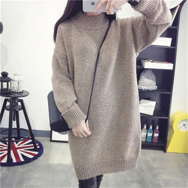 

wool s women's 2021 autumn and winter pullover et medium long loose thickened fashion bottoming shirt, White;black