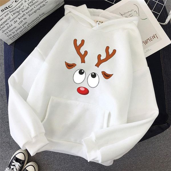 

women's hoodies & sweatshirts winter hoodie women harajuku christmas elk pattern print kawaii pocket pullover autumn warm ladies hoody, Black