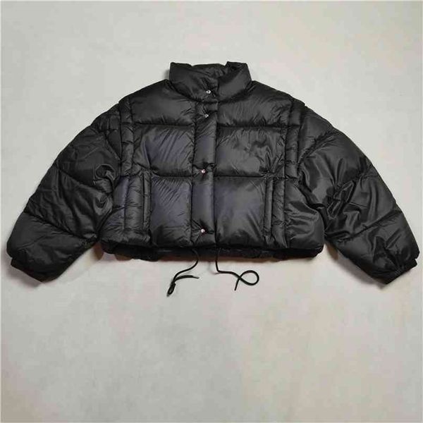 

autumn and winter stand collar 90% white duck down jacket short thick fashion solid color women 210925, Black