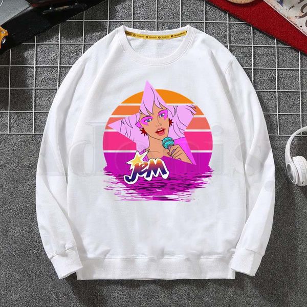 

men's hoodies & sweatshirts jem and the holograms fashion hipster rock hip hop sweatshirt print trend mens clothes hip-hop male crewnec, Black