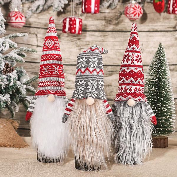 

christmas decorations 2021 wine bottle cover ers gnomes doll for home ornaments year 2022 navidad
