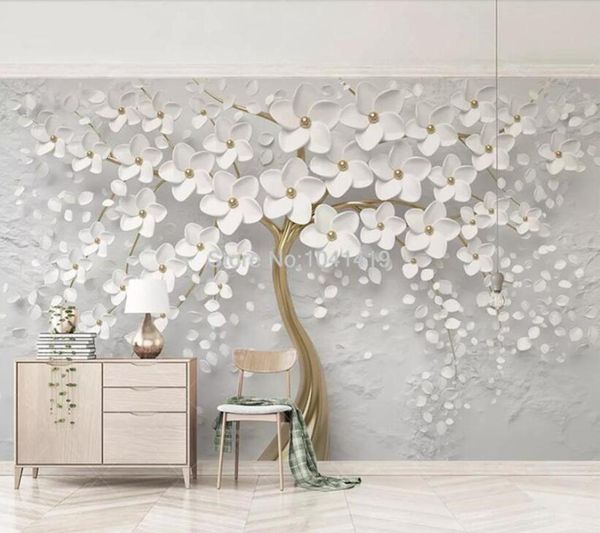 

wallpapers papel de parede custom size 3d stereo tree flowers wall painting murals wallpaper living room tv sofa bedroom backdrop