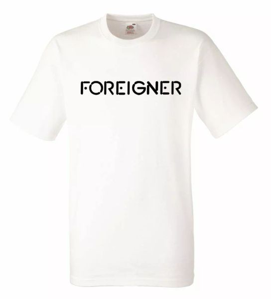 

foreigner logo white mens t-shirt men rock band tee shirt, White;black