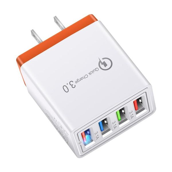 Adaptador de energia rápida 5V3A Cabos USB 4 portas USB Carregador de parede adaptativo Carregamento inteligente Viagem universal UE EUA Plug opp pack Econômico e durável