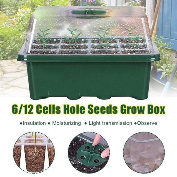 

planters & pots 12 hole plant seed grow box nursery seedling starter indoor garden yard tray green house seeding with