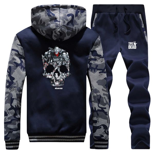 

autumn and winter men's camouflage hooded sweater thickened men's fashion, Black
