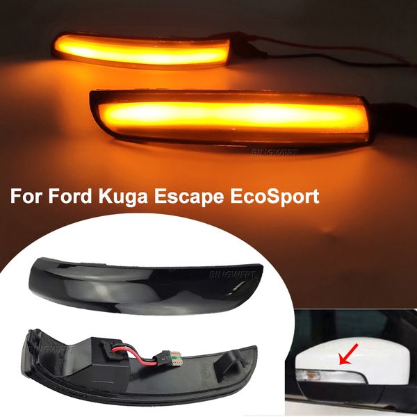 

2pcs dynamic turn signal led side rearview mirror indicator blinker for ford kuga escape ecosport 2013-2018