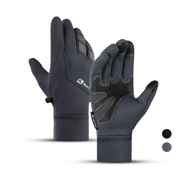 

cycling gloves winter full finger warm windproof waterproof non-slip touch screen comfortable outdoor sports riding, Black