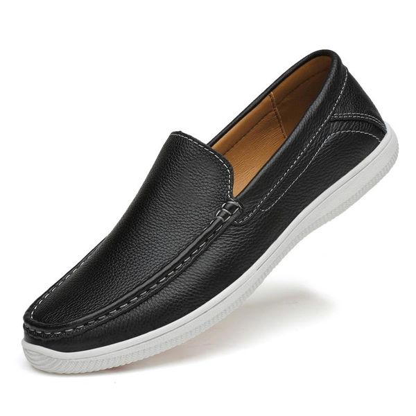 

dress shoes men's leather summer hollow casual soft sole pedal small fashion driving, Black