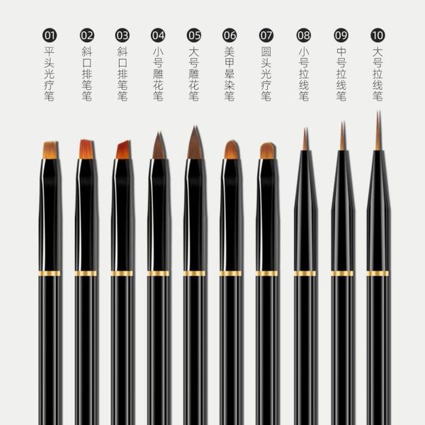 

nail art kits 10pcs black metallic rod pen drawing crystal brush