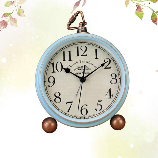 

1pc creative retro vintage american style alarm clock desk for home without battery (blue mumber) & table clocks