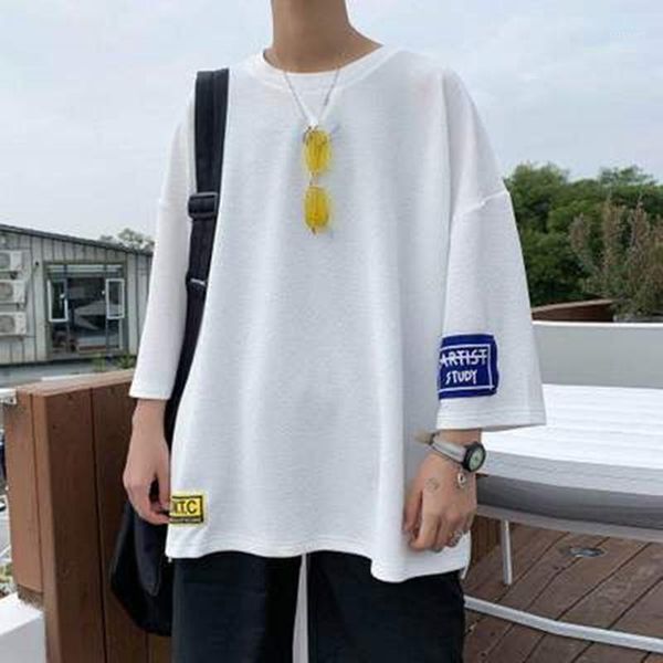 

men's t-shirts trendy young men hip-hop casual half-sleeved loose t-shirt summer refreshing fashion streetwear 2021 the, White;black