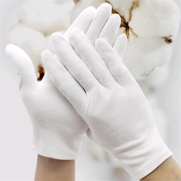 

fingerless gloves 1 packet/12 pairs thick white cotton full finger etiquette work wear-resistant sweat-proof, Blue;gray
