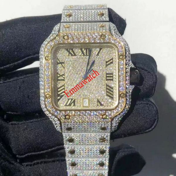 

cubic zircon diamonds missfox square watch for men luxury hiphop full iced out watches crystal zircon sliver&gold wristwatch with box and pa, Slivery;brown