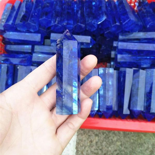 

decorative objects & figurines wholesale price of 1 kg (18-20pcs) blue fused obelisk quartz crystal point healing home feng shui decoration