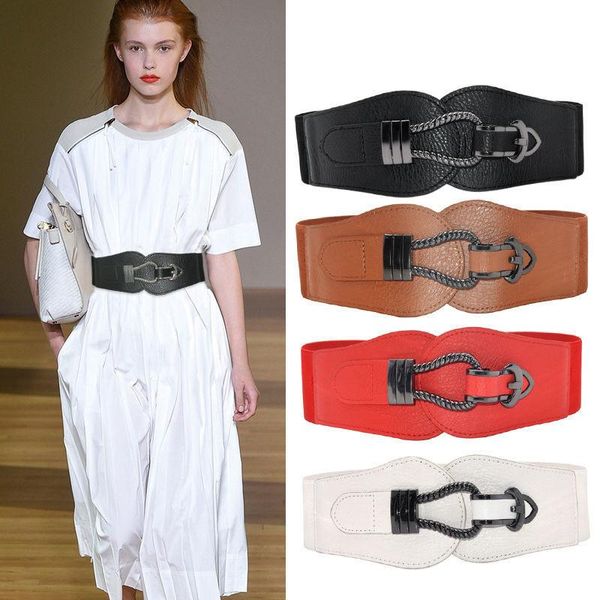 

belts fashion belt with metal buckle black wide leather women waist white brown ladies dress corset cinturones para mujer, Black;brown