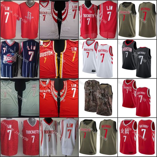 

houston rockets men #7 jeremy lin anthony men retro basketball jersey, Black