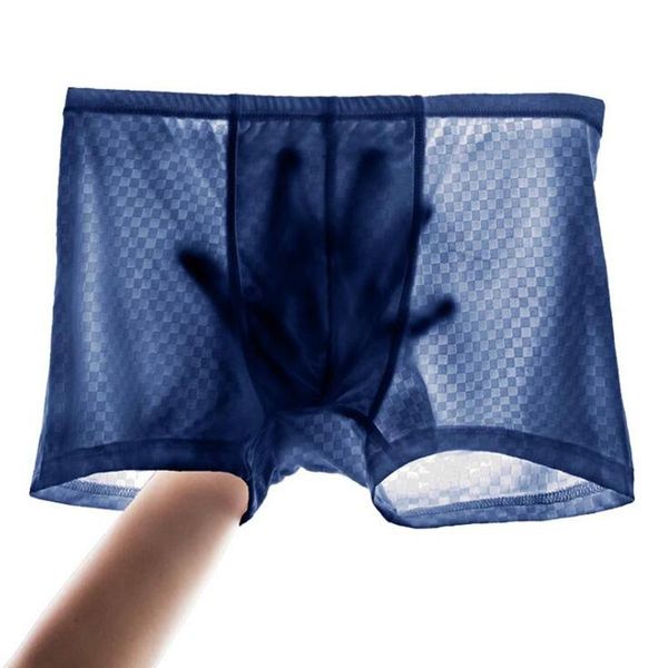 

underpants fishnets boxers shorts underwear men panties solid soft ice silk boxershorts sissy mini cute, Black;white