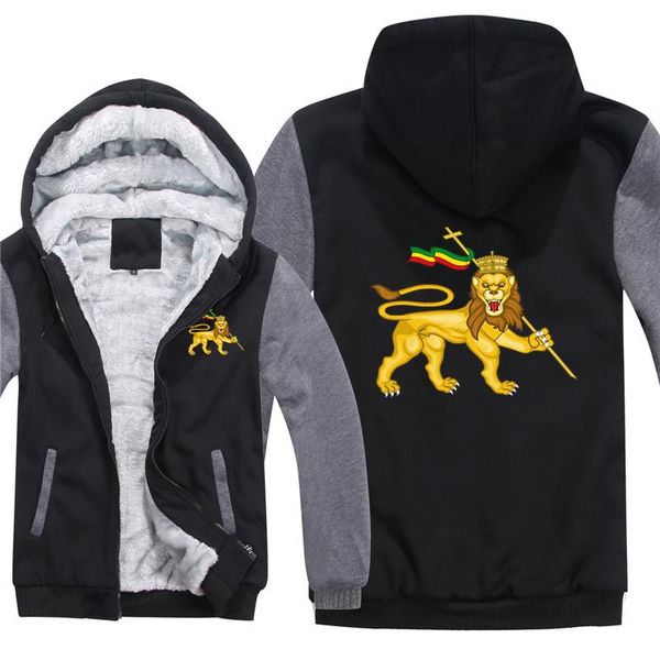 

men's hoodies & sweatshirts the coat of arms ethiopia men cool winter thicken wool liner flag man pullover, Black