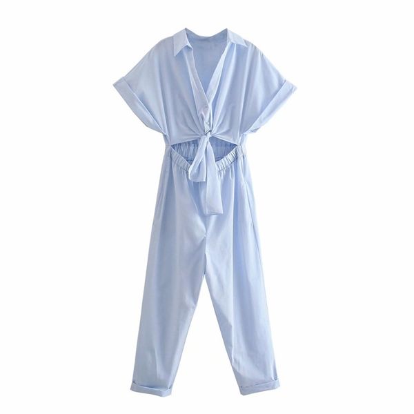 

puwd casual women v neck bow lace rompers summer fashion ladies high street poplin straight-leg jumpsuit 210522, Black;white