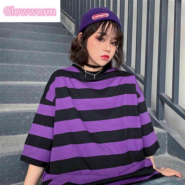 

striped tshirt women oversized t shirt ins summer korean harajuku bf loose female student girlfriends short-sleeved t-shirt women's, White