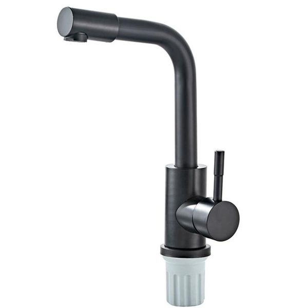 

hthl-creative rotating head black single hole and cold basin faucet stainless steel bathroom sink faucets