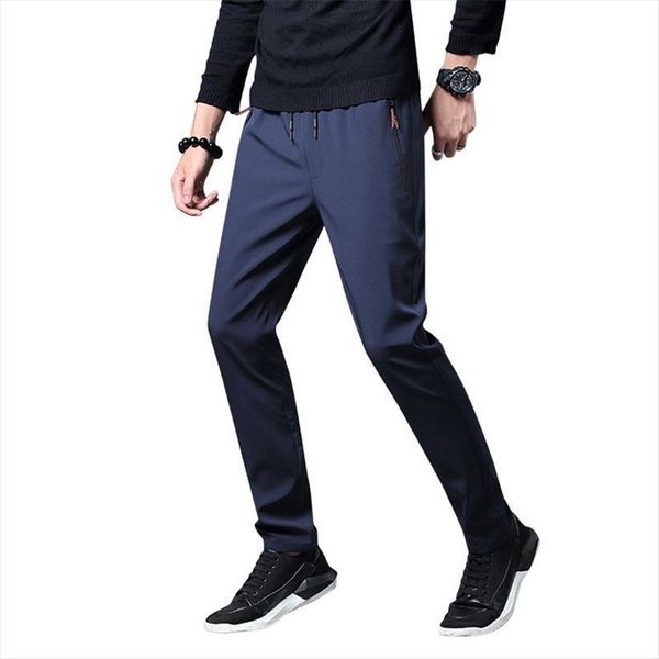 

summer casual trousers male women pant slim fit work elastic waist light thin breathable cool, Black