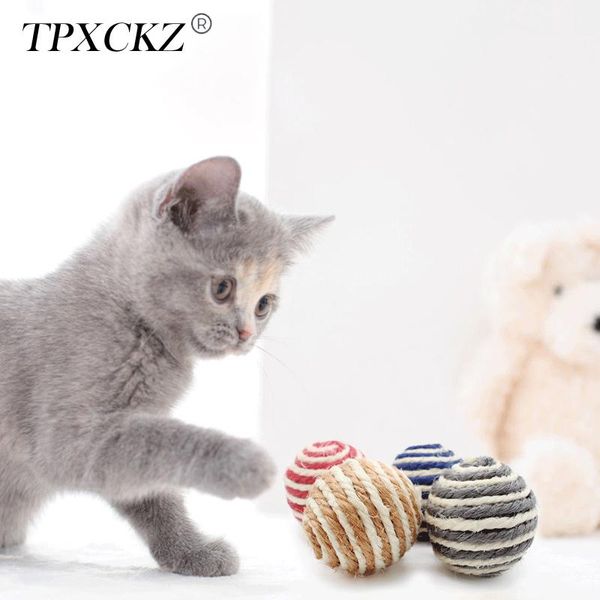 

tpxckz interactive cat toy sisal ball funny play chewing rattle scratch catch rolling exercise for cats & kitten toys