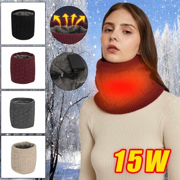 

washable cotton electric scarf 5v 15w 55 constant temperature heating neck wrap for outdoor skiing hike with battery case cycling caps & mas, Black
