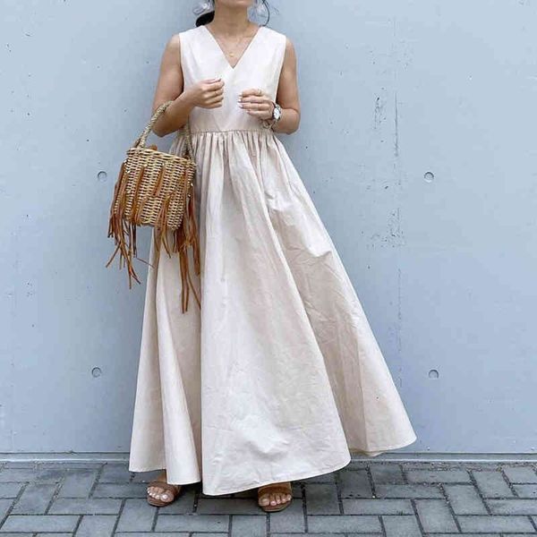 

casual dresses [ewq] korea chic fashion trend women v-neck solid color pleated loose sleeveless suspender dress summer 16e964 oiom, Black;gray