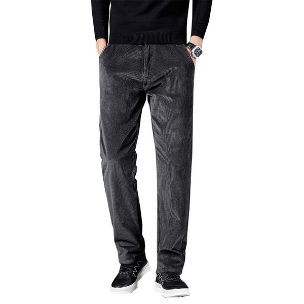 

men's corduroy autumn classic designer clothes embroidered comfortable cotton big fashion in straight line pants, Black