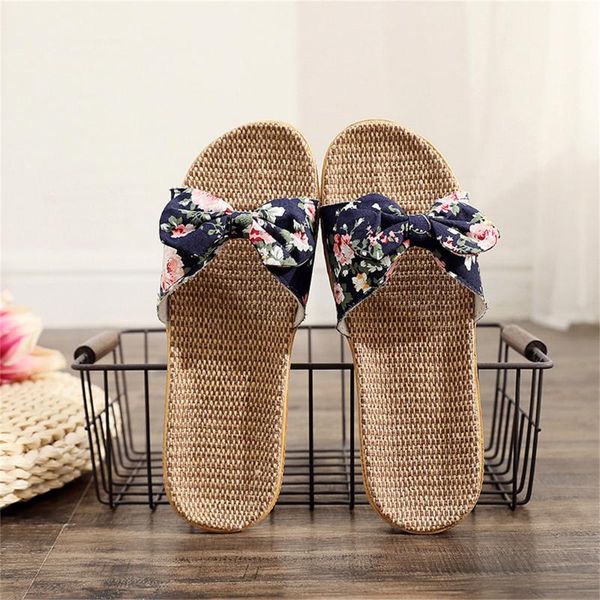 

slippers natural linen summer home indoor sandals men's women's spring and autumn couples landing guests flax non-slip, Black
