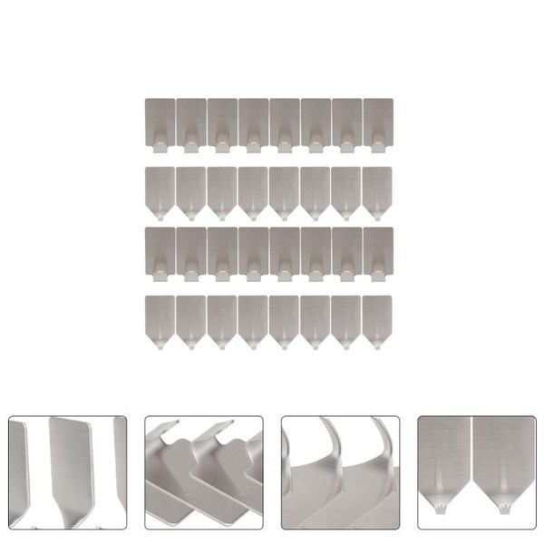 

32pcs self adhesive stainless steel wall hook for robe towel key hat bag clothes hooks & rails