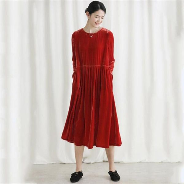 

casual dresses plus size women elegant vintage velvet long dress -5xl 6xl 7xl belt sleeve warm winter lady office slim party, Black;gray