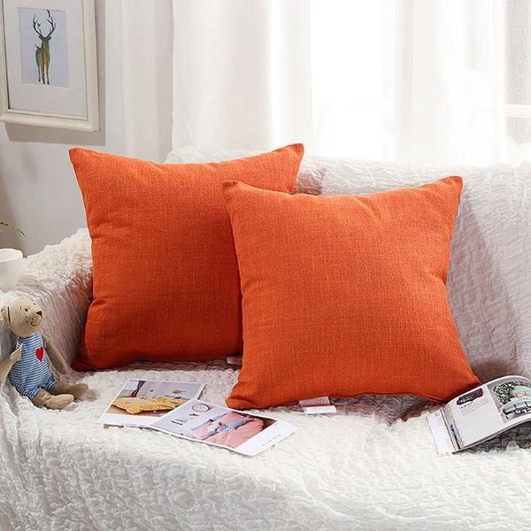 

pillow comfortable & soft throw pillows for sofa/car with cotton filling 18x18" (1pcs) cushioned (orange )