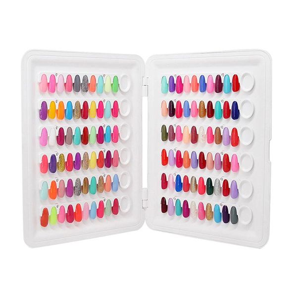 

professional nail display chart abs diy manicure pedicure no pasting notebook shape gift with fingernail tips 120 colors card false nails, Red;gold
