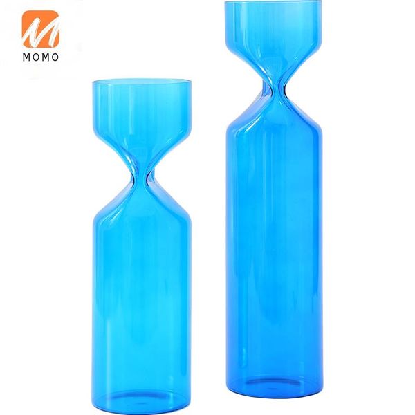 

blue vase decoration glass transparent hydroponic flower pot creative living room dining table decorations storage bottles & jars