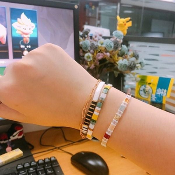 

beaded, strands tila bead bohemian simple autumn and winter ethnic style bracelet women friend gift boho adjustable handmade jewelry, Black