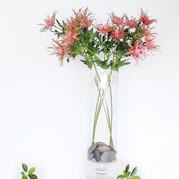 

simulation green 3heads thorn parsley plant diy creative art flower arrangement fake home living room decoration decorative flowers & wreath