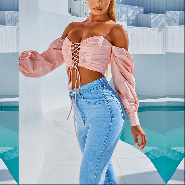 

long sleeve off shoulder women tube clothing travelling holiday dating birthday party shopping, White