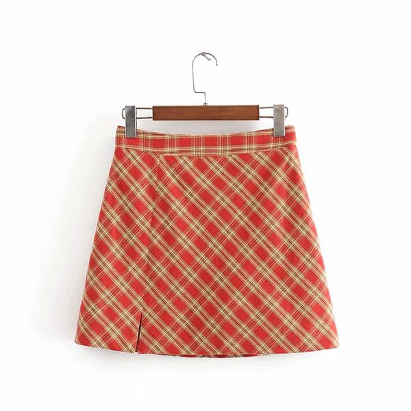 

vintage chic lattice skirts women fashion mini skirts female french back zipper elegant ladies casual jupe 210520, Black