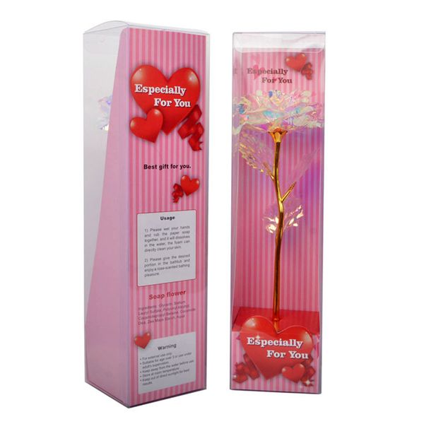 Romantico lamina d'oro placcato rosa fiore di simulazione colorato rose dorate festa della mamma regalo di anniversario di San Valentino decorazioni di nozze in scatola HY0291