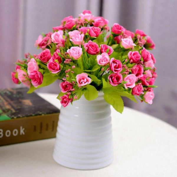 

decorative flowers & wreaths 1 bouquet 21 head artifical plastic rose wedding office home decor silk flower