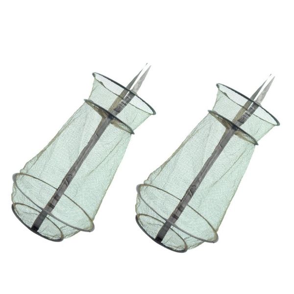 

2pcs fishing traps nets lightweight mesh foldable fish trap cage accessories
