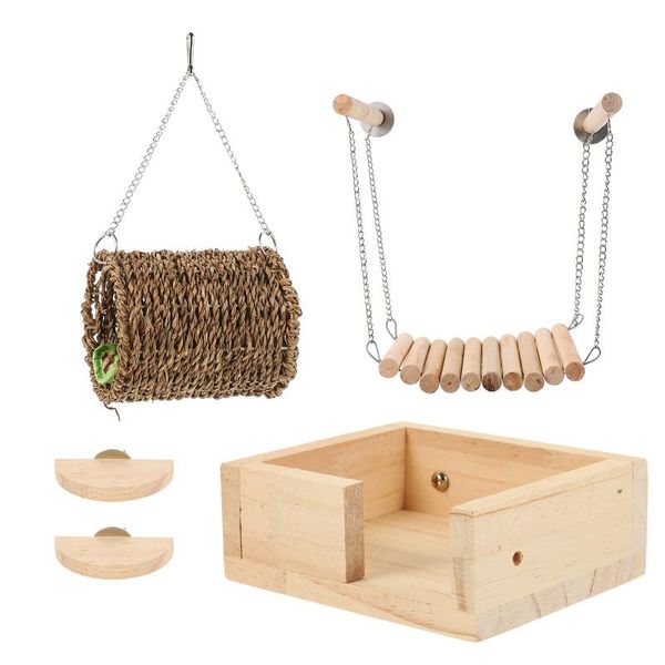 

small animal supplies 1 set hamster pet training climbing ladder hanging nest house cage platform