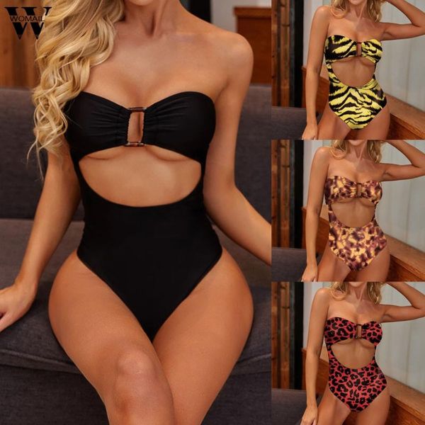 

womens one-piece bathing suit women's tube print bikini sleeveless summer fashion swimsuit high waist beachwear two-piece suits