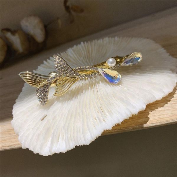 

hair clips & barrettes korea mermaid tail fish hairpins pearls alloy pins women jewelry accessories party wedding hairgrips gift, Golden;silver